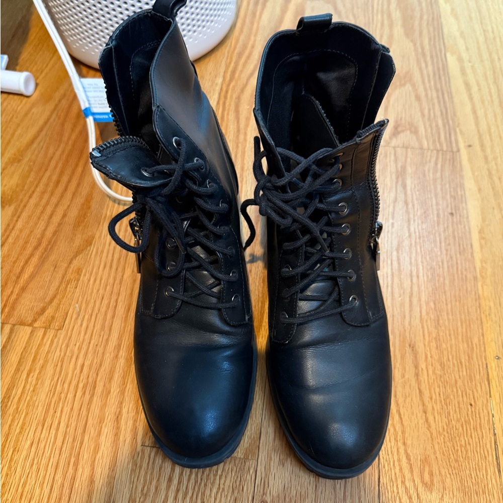 Black Lace-Up Ankle Boots